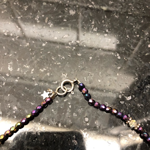 Vintage iridescent purple beads and Crystal w/ 925 silver cross and spacers. - Picture 4 of 14